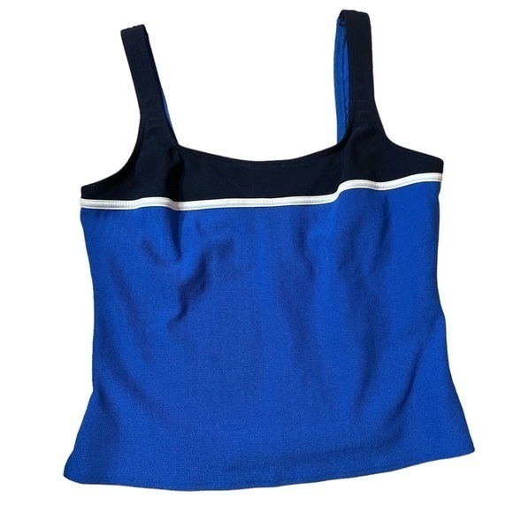Lands’ End Women’s Blue Navy‎ Color block Tankini Swim Top Size 16 Made in USA - Picture 7 of 7
